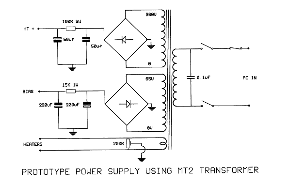 Diagram of Prototype Power Supply Using MT2 Transformer
