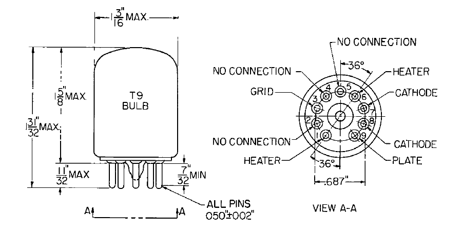 Technical diagram showing Western Electric 437A Electron Tube